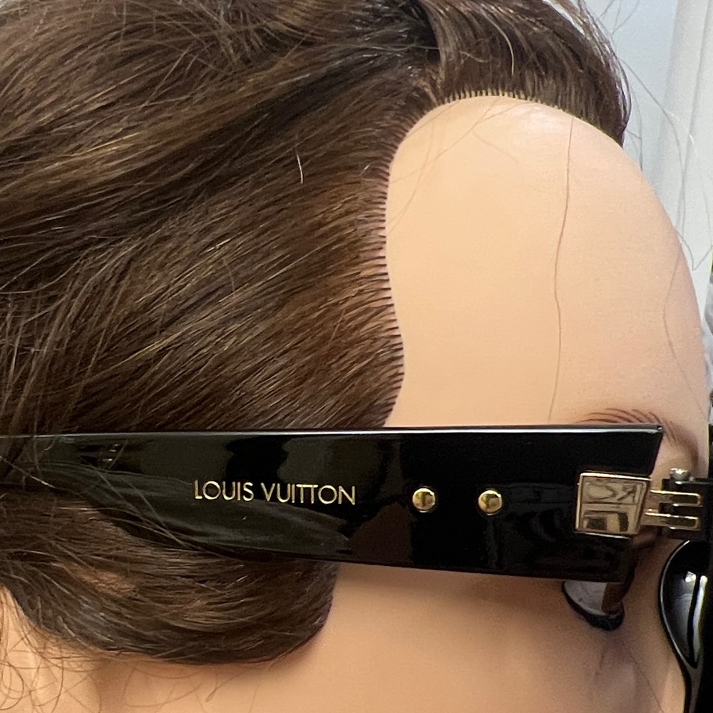 Louis Vuitton Black Gloss Cat-Eye Sunglasses with Gold Accents - Picture 2 of 6